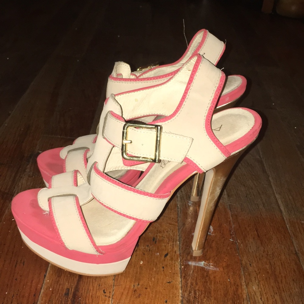 ALDO Pink Beige Strappy Platform Heels
